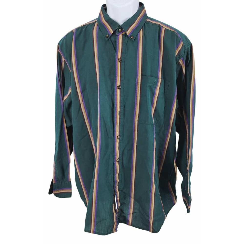 Vintage Men's American Hero Authentic Shirts Western Striped XL Hong Kong Made